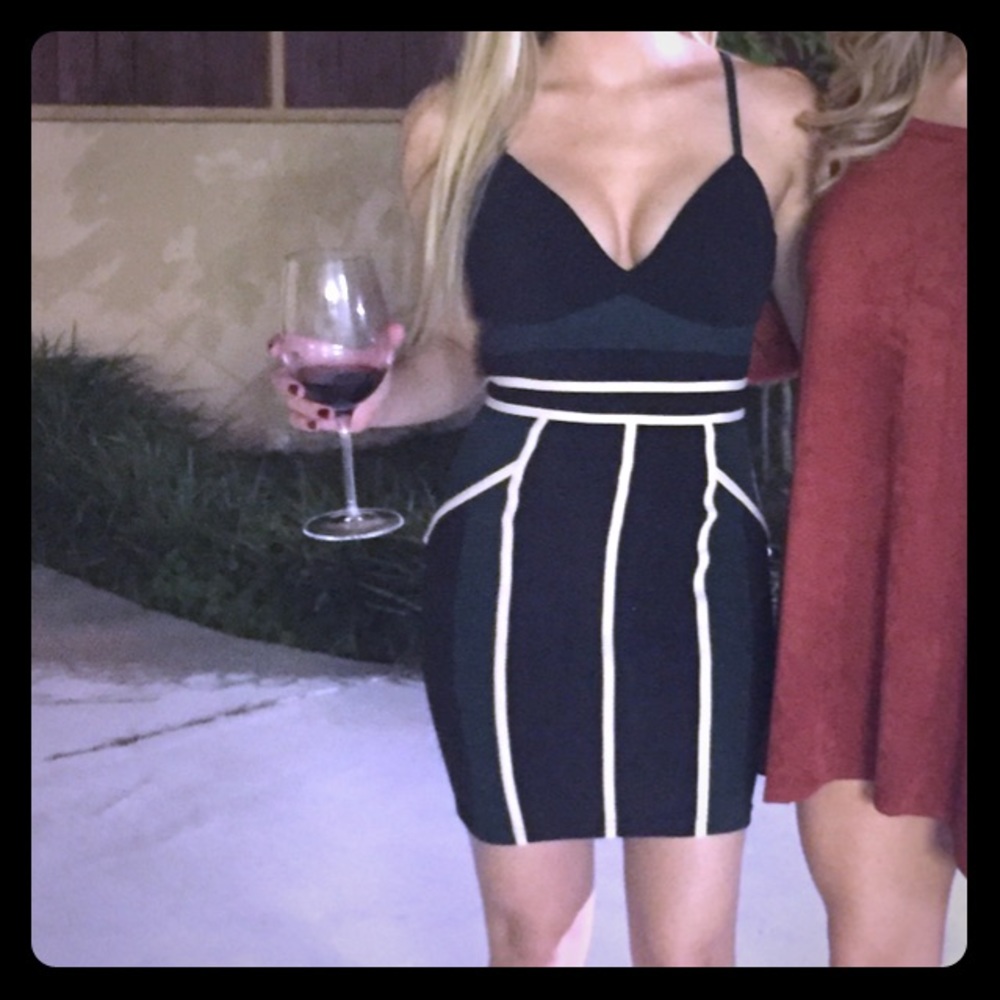 Spaghetti strap black and green dress
